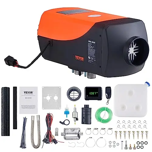 VEVOR Chauffage Diesel 12 V 24 V 5-8 KW Consommation 0,16-0,62 L/h Réchauffeur d'air Diesel 8-36 ℃ Réglable 20-25 m² Contrôle Intelligente LCD et Télécommande Réservoir 10 L pour Camion Bateau RV
