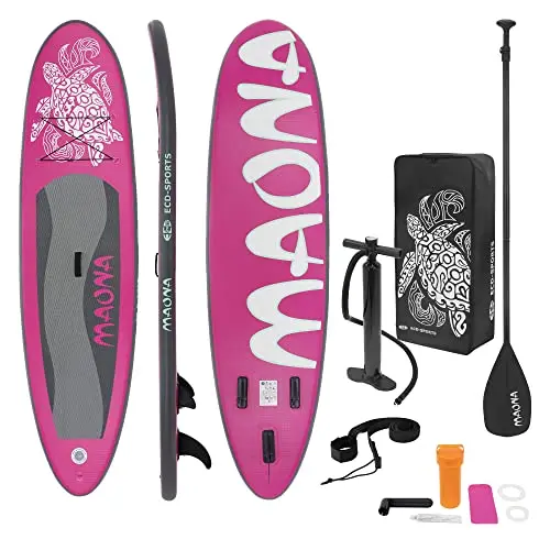 ECD Germany Stand Up Surf Paddle Board Gonflable 305/308/320/380 cm | PVC | jusqu'à 120/150 kg | Épaisseur 10/15 cm | Planche de Surf Pagaie Sac de Transport Pompe à Air | Diverses Couleurs Modèles