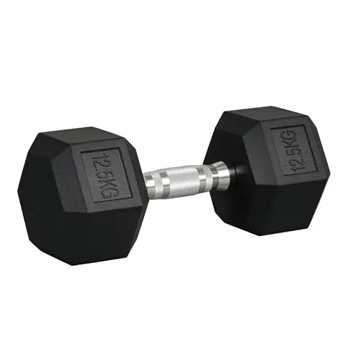 HOMCOM Haltère courte poids 12,5/15/20/25 Kg - Haltère hexagonale entraînement musculaire & haltérophilie - métal caoutchouc noir