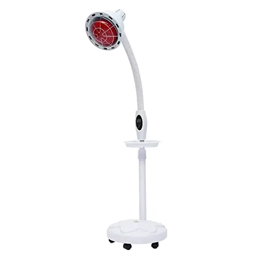 Lampe infrarouge à lumière rouge - Avec support - Pour traitement de cicatrisation des plaies - Rotation à 360° - 275 W - A++ à E