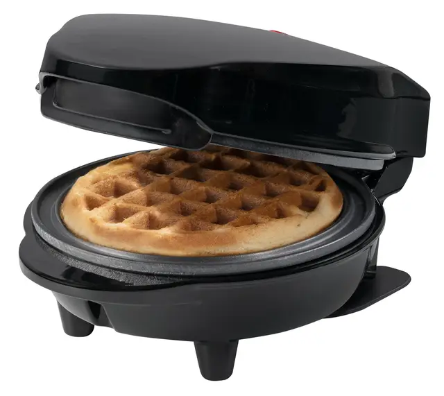Bestron Mini gaufrier pour gaufres classiques, Petit gaufrier avec revêtement anti-adhésif, pour les anniversaires d'enfants, les fêtes de famille, Pâques ou Noël, Design rétro, Couleur: Noir