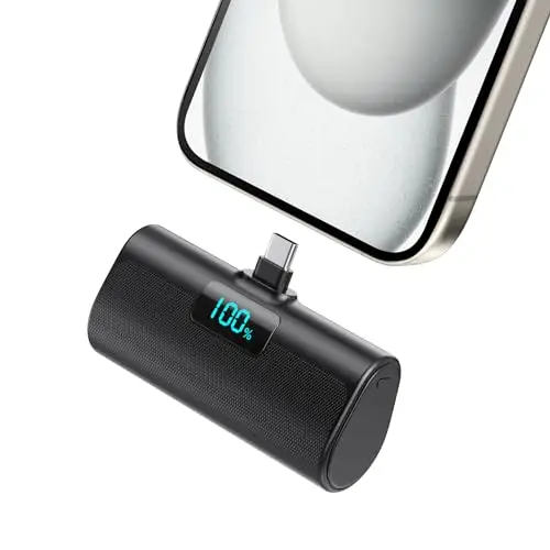 Batterie Externe pour iPhone 17/16/15 Series, 5200mAh USB C Power Bank à Charge Rapide, Ultra-Compact et Léger Batterie Portable Écran LCD Chargeur Portable pour iPhone 17/16/15 Pro Max Samsung etc.