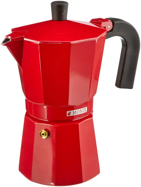 MONIX Fresa | Cafetière italienne en aluminium, 6 tasses, couleur fraise, convient à tous types de comptoirs, sauf induction