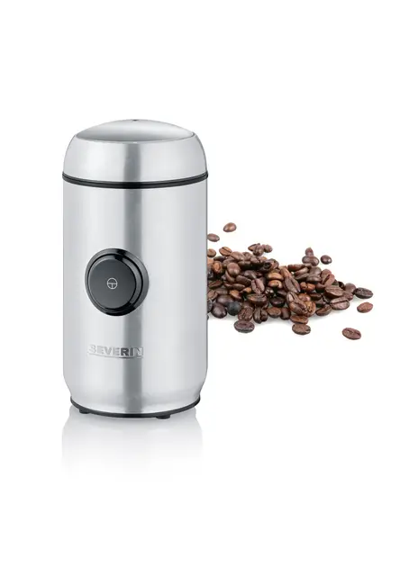 SEVERIN Broyeur à café et à épices 150 W, Moulin à café, noix, épices avec réglage du degré de mouture, Broyeur électrique avec lame en inox d’une contenance de 50 g, inox, KM 3879