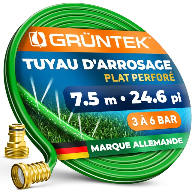 GRÜNTEK Tuyau d'arrosage perforé 7.5m
