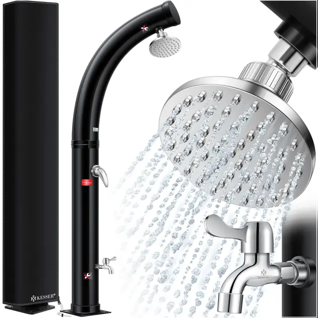 KESSER® Douche Solaire Courbe de Jardin | Housse de Protection | Eau Chaude 35L | Max 60°C | Sans Raccordement Électrique | Pour Piscine et Camping