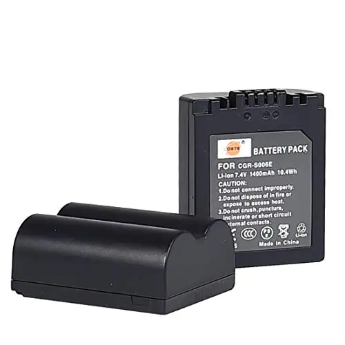 DSTE 2PCS CGR-S006 S006E Batterie Compatible avec Panasonic Lumix DMC-FZ30, DMC-FZ50, DMC-FZ28, DMC-FZ18, DMC-FZ8, DMC-FZ38, DMC-FZ35, DMC-FZ7