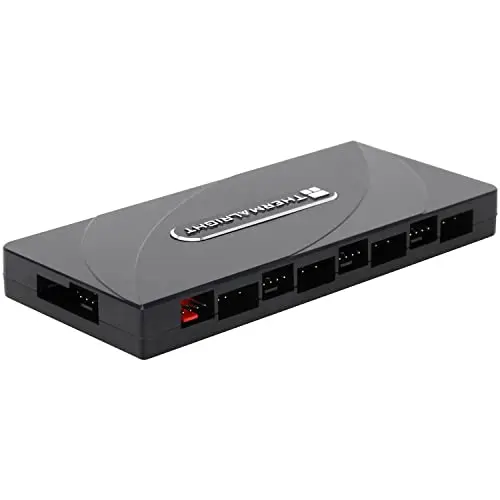 Thermalright Hub ×8 ARGB/PWM Contrôleur de Ventilateurs SATA Alimentation, Support 8 Groupes de Ventilateurs Fan, Contrôleur de Lumière ARGB et Ventilation PWM