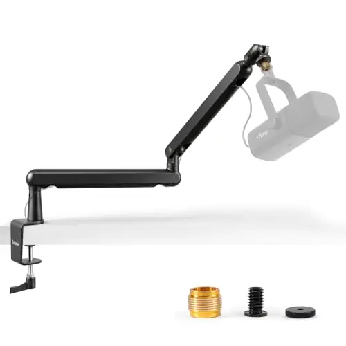 FIFINE Bras de Micro, Suspension Supports de Microphone, pour K658 AM8 K688 A8 etc., avec Pince de Montage sur Bureau, Adaptateur à Vis, Gestion des Câbles, pour Podcast, Streaming, Studio, Gaming