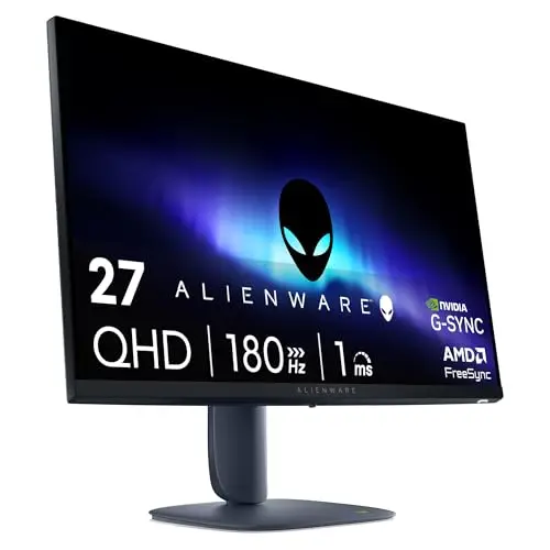 Alienware 27 Écran PC Gaming - AW2725DM, QHD (2560x1440), 180Hz, Fast IPS, 1ms, Compatible NVIDIA G-Sync, AMD FreeSync, 95% DCI-P3, HDR400, DisplayPort, 2 HDMI, 3 USB, Garantie 3 Ans