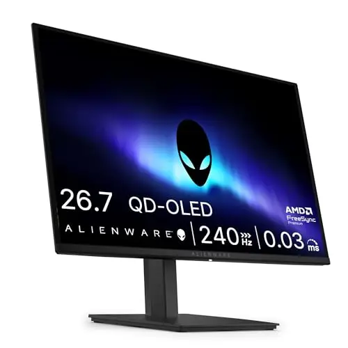 Alienware 27 Écran PC Gaming - AW2726DM, QHD (2560x1440), 240Hz, QD OLED, 0.03ms, AMD FreeSync Premium, VESA AdaptiveSync, 99% DCI-P3, HDR10, DisplayPort, 2 HDMI, Garantie 3 Ans