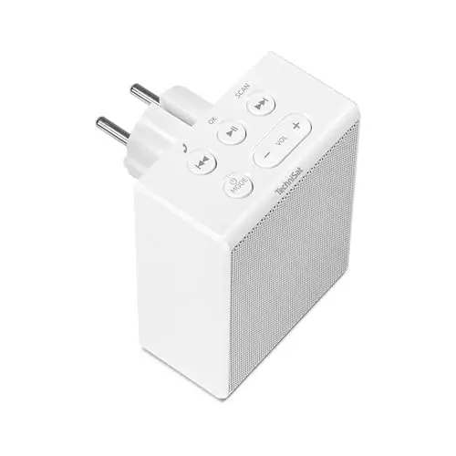 TechniSat Viola Radio Prise Murale – Radio FM Compact à Brancher (Bluetooth, Kit Mains Libres, Boutons de contrôle Direct, 30 présélections, Haut-Parleur Mono 1,5 W) Blanc