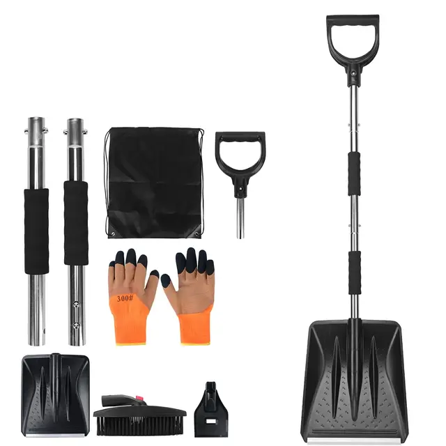 Kit de Pelle à Neige rétractable 3 en 1 avec grattoir à Glace et Brosse à Neige pour Glace, Neige, allée de Voiture avec Sac de Rangement et Gants