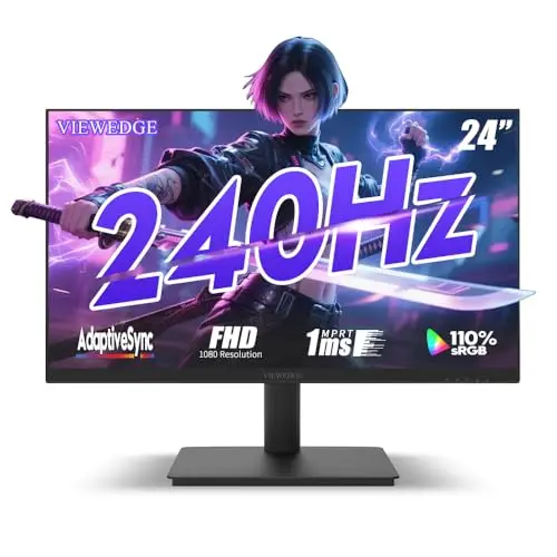 Viewedge Moniteur Gaming 24" 240 Hz 1 ms FHD 1920 × 1080, 110% sRGB, HDMI × 2 & DP × 1, Compatible Adaptive Sync et Fixation Murale