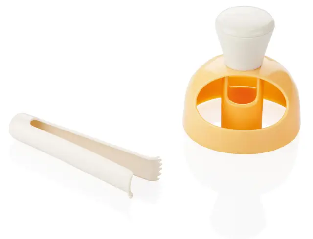 Tescoma 630047 Moule à Beignets Donuts avec Pince pour trempage ø 8 cm Blanc/Jaune