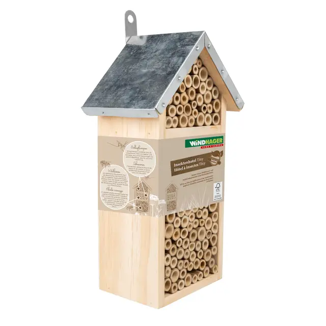 Windhager hôtel à Insectes Tiny - Bois et Bambou - abris à Abeilles, nichoir, hôtel à Insecte Bois - Insectes pour Abeille, Coccinelle, Abris pour Abeilles et nichoirs à Suspendre