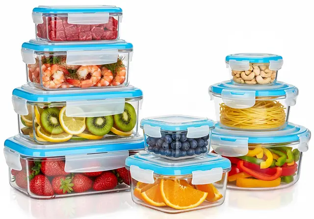 KICHLY Boite Alimentaire Verre 18Pièces, 9 Boite Conservation Verre, 9 Couvercles Transparents, boite Allant Au Lave-Vaisselle, Au Congélateur Et Micro-Ondes, Sans BPA