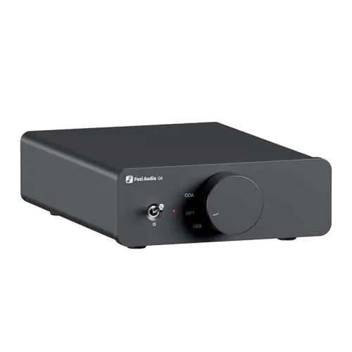 Fosi Audio Q6 Mini DAC de Bureau, Convertisseur Audio Numérique vers Analogique USB C pour Amplificateur Stéréo Domestique et Ampli Casque, Entrée OPT/COA, Sortie RCA/Sub-Out, Haute Résolution