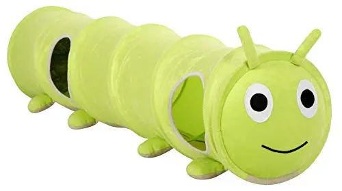 Kerbl Pet Tunnel pour Chat Raupe, Ø 30cm x 170cm, Vert, pour 1 à 2 Chats, Peluche, indéformable, Pliable, Couchage, Refuge
