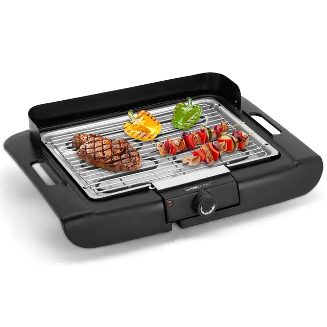 Barbecue de table Clatronic | Barbecue électrique | Balcon & cuisine | Barbecue électrique avec pare-vent | Barbecue avec grille chromée | Barbecue de table avec boîtier Cool Touch | BQ 3841