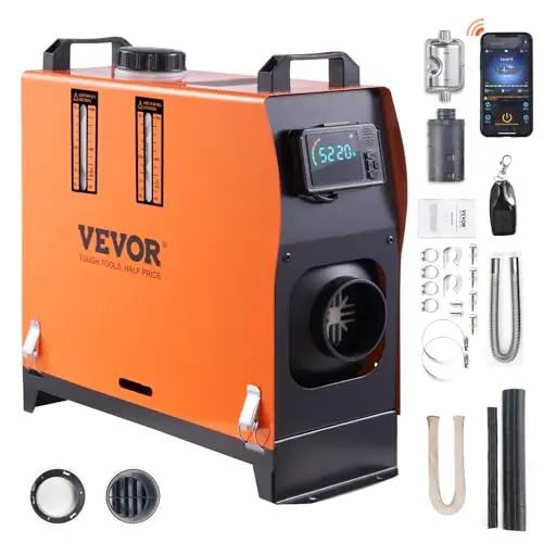 VEVOR Chauffage Diesel à air 12 V 8 KW - Chauffage auxiliaire - Chauffage auxiliaire - 0,16-0,62 l/h - Chauffage Diesel avec écran LCD et télécommande - pour Bus, Camion, etc.