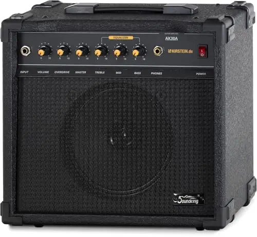 Amplificateur Guitare Soundking AK30 75 Watts - Égaliseur 3 Bandes - Haut-Parleur 8" - Sortie Casque & Entrée Pédale - Combo Idéal pour Débutants avec Coins de Protection Extra Robustes