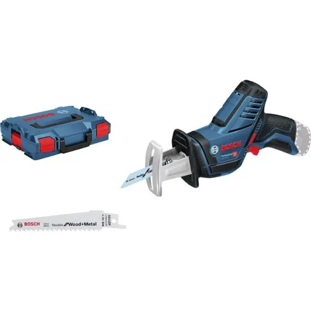 Bosch Professional 12V System scie sabre sans-fil GSA 12V-14 (capacité de coupe bois/profilés en métal : 65/50 mm, avec 2 lames, L-BOXX)
