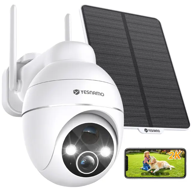 YESNAMO Caméra Solaire 2K Surveillance