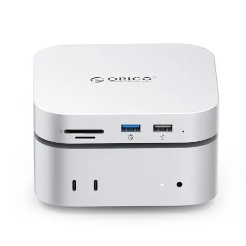 ORICO Mac Mini M4 4TB Storage & Docking Station, SSD Externe 5Gbps(460MB/s), USB A* 4, USB-C, SD/TF 3.0, 3.5mm Audio, Câble * 2 - M4SE