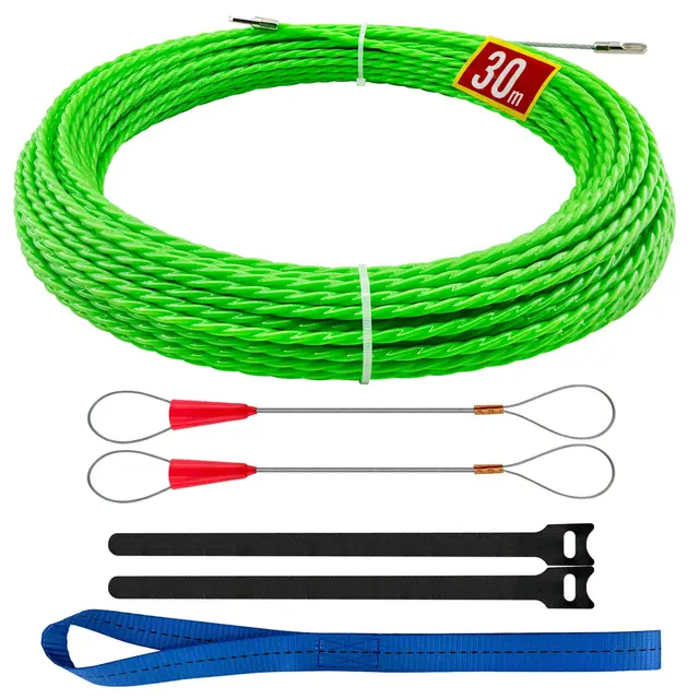 Aiguille Electricien 30 m - Tire Fils Electrique,Tire Cable, Spirale Rétractable,Tire Fil, Ressort Pour Câbles et Installations Electriques(30m,Φ4,5 mm)