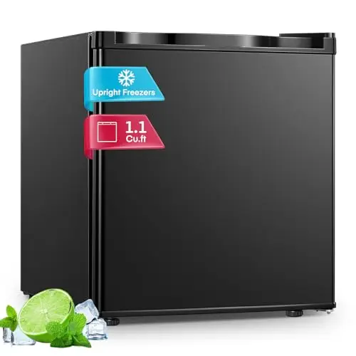 32L Mini Congélateur, Porte Réversible, 4 Étoiles, Silencieux, pratique dans le Bureau, l'Hôtel et la Maison, Noir