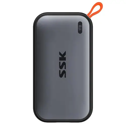 SSK 1To SSD Externe jusqu'à 1050Mo/s en Lecture, USBC 3.2 Gen2 Disque Dur Externe Portable SSD pour iPhone 15/16/PRO,PS5, Xbox, Ordinateur Portable, MacBook/Pro/Air et Plus