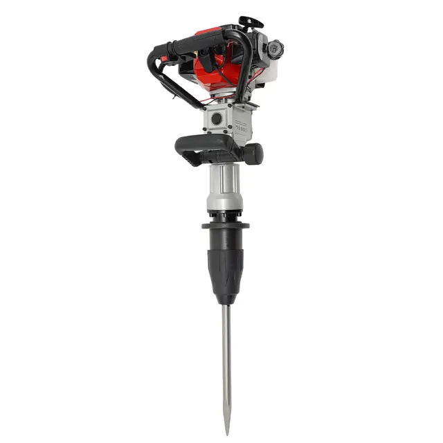 Râteau à essence 32,7 cc 2 temps 1000 W avec tête de conversion en marteau de démolition, énergie d'impact 25-50J monocylindre machine-outils à essence pour construction de clôtures, jardinage