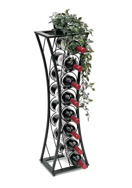 DanDiBo Casier à vin en métal noir Mika 80 cm 96536 Étagère à bouteilles Porte-bouteilles étroit moderne