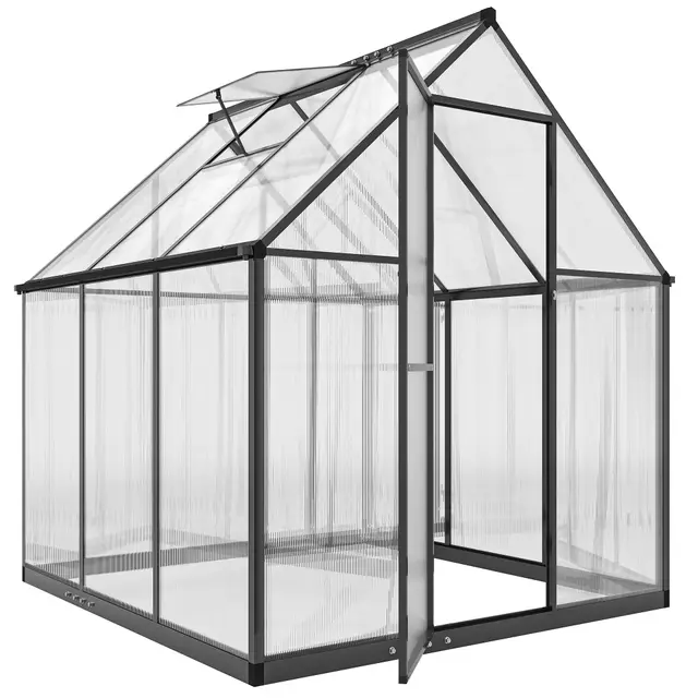 Outsunny Serre de Jardin en Aluminium Polycarbonate 3 ㎡ 178x168cm, Serre avec fenêtre réglable Porte battante, abri extérieur résistant aux intempéries pour Plante Fleur Potager semis, Transparent
