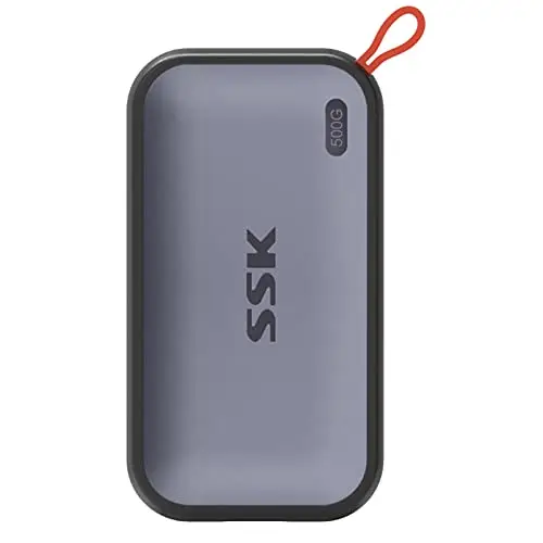 SSK 500 Go SSD Externe jusqu'à 1050Mo/s en Lecture, USBC 3.2 Gen2 Disque Dur Externe Portable SSD pour iPhone 15/16/PRO,PS5, Xbox, Ordinateur Portable, MacBook/Pro/Air et Plus