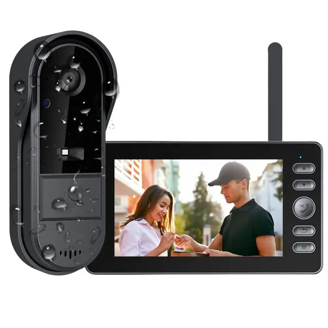 TKMARS Sonnette sans Fil avec Caméra Extérieur Étanche et Écran 4,3'' IPS - Visiophone 1080P Grand Angle 170°, Audio Bidirectionnel, Vision Nocturne - Kit Portier Vidéo sans WiFi, Prêt à l'emploi