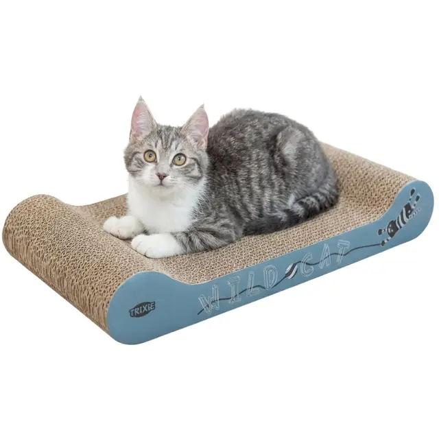 TRIXIE Wild Cat griffoir pour chat – griffoir en carton ondulé robuste avec herbe à chat – satisfait l'instinct de griffage & protège les meubles – 41 × 24 × 7 cm