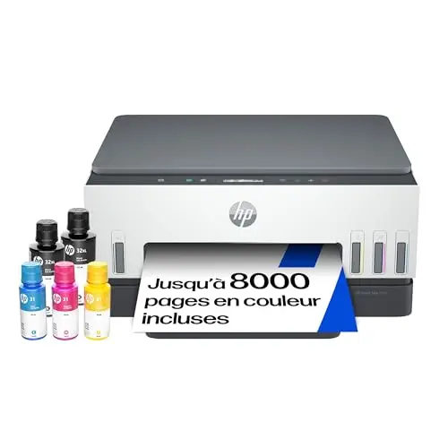 HP Smart Tank 6005, 2H1W1A, Imprimante A4 Multifunction, Jet d'encre Thermique, Wi-FI Double Bande, Impression Recto/Verso Automatique, Numérisation, Copie, Jusqu'à 3 Ans d'encre Inclus, Blanche