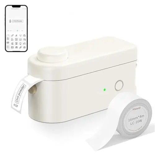 Makeid Etiqueteuse L1-C, Imprimante Thermique Mini Portable, Imprimante Etiquette Autocollante Compatible avec iOS et Android, Idéale pour la Maison, Le Bureau, l'École, l'Organisation