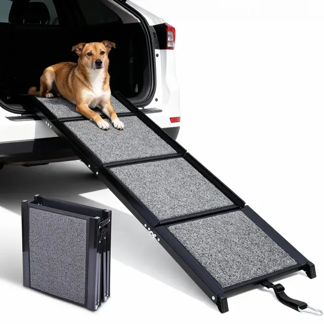 Rampe pour Chien Voiture - 170×44 cm Pliable Capacité 70KG Antidérapante Escalier Rampe D'accès Voiture pour Chiens pour Animaux, Utilisation Intérieure et Extérieure, Rampe Chien Lit Canapé