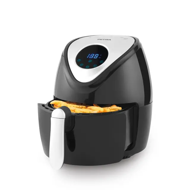 Petra Airfryer 4.5L Digital, Friteuse Sans Huile 1300W avec 7 Programmes de Cuisson, Friteuse à Air Chaud avec Panier Antiadhésif et Circulation d'Air, Minuteur 30 mins pour Cuisine Saine et Rapide