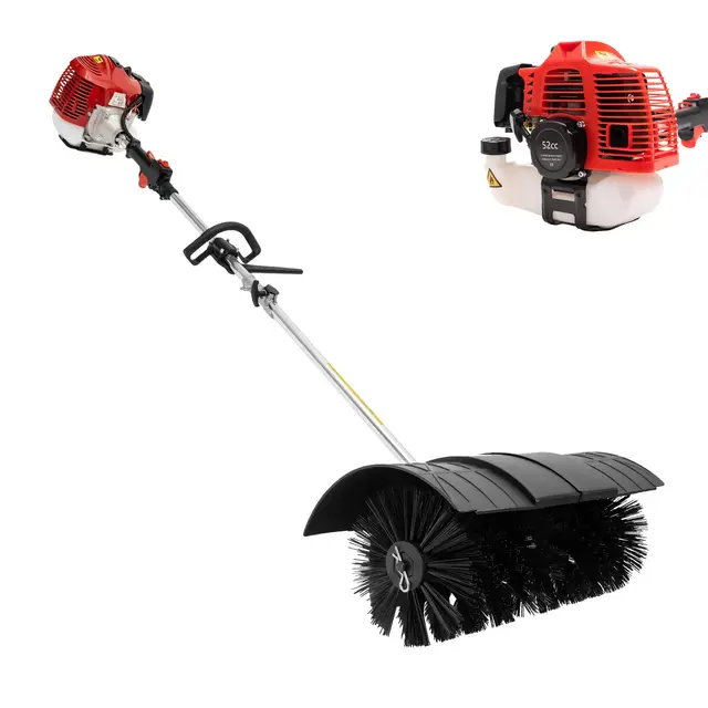 Balayeuse à neige 52CC à essence 2 temps Balai à neige à essence avec largeur de brosse de 56cm 1.7KW Déneigeuse pour gazon artificiel Convient pour balayeuse manuelle pour le nettoyage du