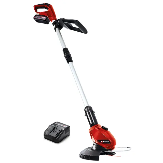 Einhell Coupe-Bordures sans Fil GE-CT 18 Li (1 x 2,5 Ah) Power X-Change (18 V, Bloc Moteur pivotant et inclinable, Dispositif d’écartement, avec 20 Lames en Plastique, Batterie 2,5 Ah et Chargeur)