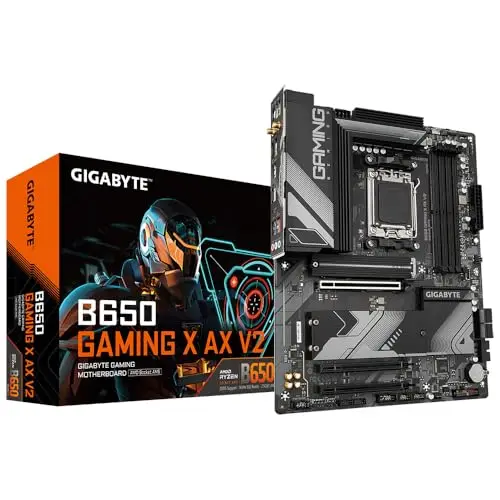 GIGABYTE B650 Gaming X AX V2 Carte mère - AMD Ryzen série 9000, VRM 8+2+2 Phases, jusqu'à 8000 MHz DDR5 (OC), 1xPCIe 5.0 + 2xPCIe 4.0 M.2, LAN 2,5 GbE, WiFi 6E, USB 3.2 Gen 2