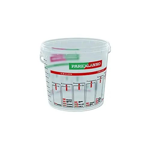 PAREXLANKO - Seau doseur plastique avec anse 10 litres – Graduations visibles - Préparation précise colles, joints, ragréages - Transparent