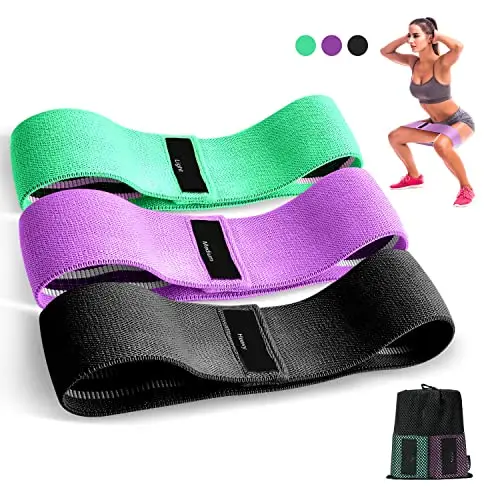 Suright Bande Elastique Musculation en Tissu, Bande Elastique Fitness 3 Niveaux de Force, Elastique Sport pour Le Yoga/Pilates/Fitness/Squats/Pont fessiers