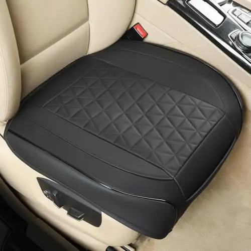 Black Panther Housse de Siège Auto Avant – Protection en Cuir PU avec Motif Matelassé, Base Antidérapante et Poche | Universelle | Installation Rapide | 1 Pièce - Noir