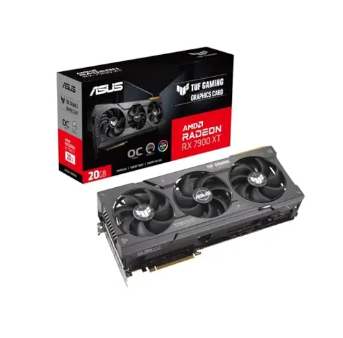 ASUS TUF GAMING Radeon RX 7900 XT OC Edition – Carte graphique gaming (20GB GDDR6X, PCIe 4.0, HDMI 2.1a, DisplayPort 2.1, ventilateurs axiaux)
