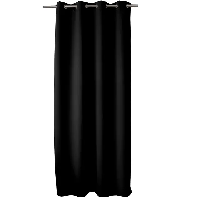 ED ENJOY HOME Rideau Occultant avec Œillets argentés, Noir, 140x240cm, 100% Polyester, Tissu Certifié Oeko-TEX, Collection Réglisse